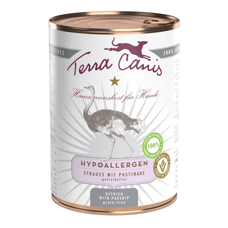 Sparpaket 6 x 400 g Terra Canis Hypoallergen Strauss mit Pastinake Hunde Nassfutter Direkt Vom Hersteller